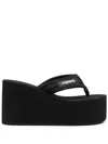 Coperni Wedge Heel Platform Sandals With Thong Strap In Black
