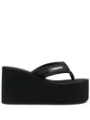 Coperni Wedge Heel Platform Sandals With Thong Strap In Black