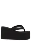 Coperni Wedge Heel Platform Sandals With Thong Strap In Black