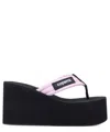 Coperni Quilted Strap Platform Wedge Sandal In Black