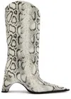 Coperni Snake Print Bridge Cowboy Boots White/grey In White And Grey