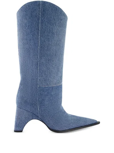 Coperni Bridge Arched-block Cowboy Boots In Blue