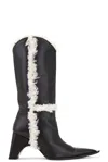 Coperni Bridge Faux Shearling-trimmed Knee-high Boots In Black & Off White