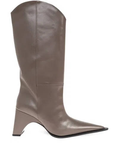 Coperni Bridge Cowboy Leather Boots In Neutral