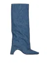 Coperni Arched Block Heel Denim Boots In Blue