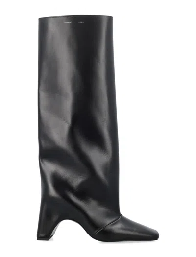 Coperni Bridge Leather Knee-high Boot In Black