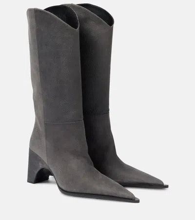 Coperni Bridge Leather Knee-high Boots In Grey
