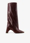 Coperni Bridget 90 Leather Knee-high Boots In Burgundy