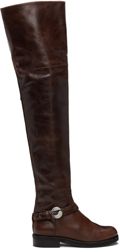 COPERNI BROWN BELT HIGH CAVALIER TALL BOOTS