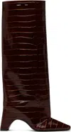 Coperni Bridge Croc-effect Leather Knee-high Boots In Brown