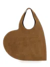 Coperni Women Brown Heart Shaped Shoulder Bag With Cut-out On The Handle In Suede Woman In Brown
