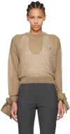 COPERNI BROWN KNOTTED SLEEVE SWEATER