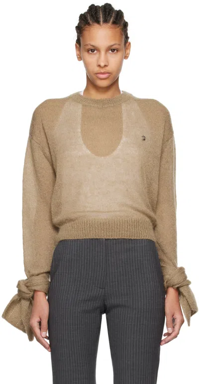 Coperni Brown Knotted Sleeve Sweater In Light Brown