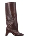 Coperni Brown Leather Boots In Burgundy