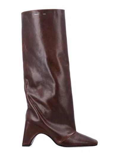 Coperni Brown Leather Boots In Burgundy