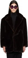 Coperni Brown Notched Lapel Faux-fur Coat In Brown