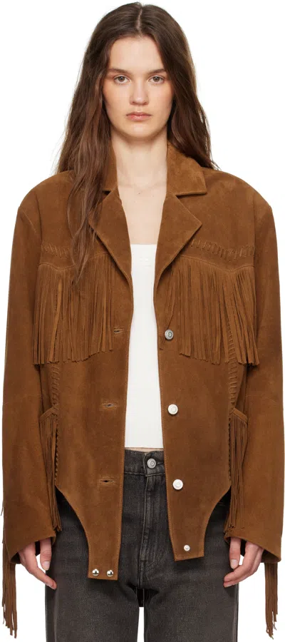 Coperni Brown Suede Fringed Body Jacket