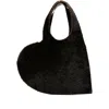 Coperni Heart-shaped Shoulder Bag In Plush Faux Fur In Black