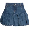 Coperni Blue Miniskirt With Logo Patch On The Rear And Gathered Hem In Blue Vintage