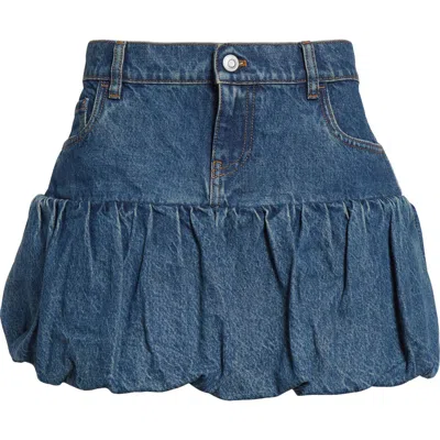 Coperni Bubble Hem Denim Miniskirt In Blue Vintage