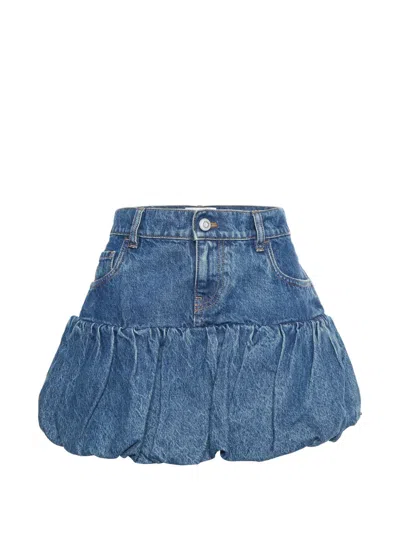 Pre-owned Coperni Bubble-hem Denim Skirt In Blue