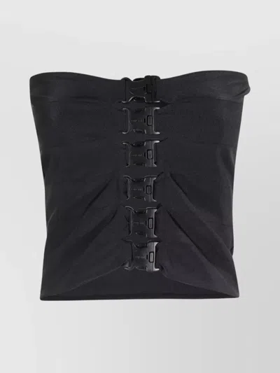 Coperni Buckle Detail Ruched Strapless Top In Black