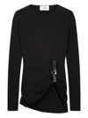 Coperni Long Sleeve Fitted Top With Side Detail In Black