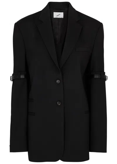 Coperni Buckle-embellished Twill Blazer In Black