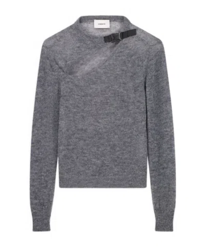 Coperni Buckle Hollow Sweater In Gray
