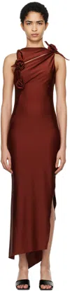 Coperni Burgundy Stretch Nylon Dress In Red Rhubarb
