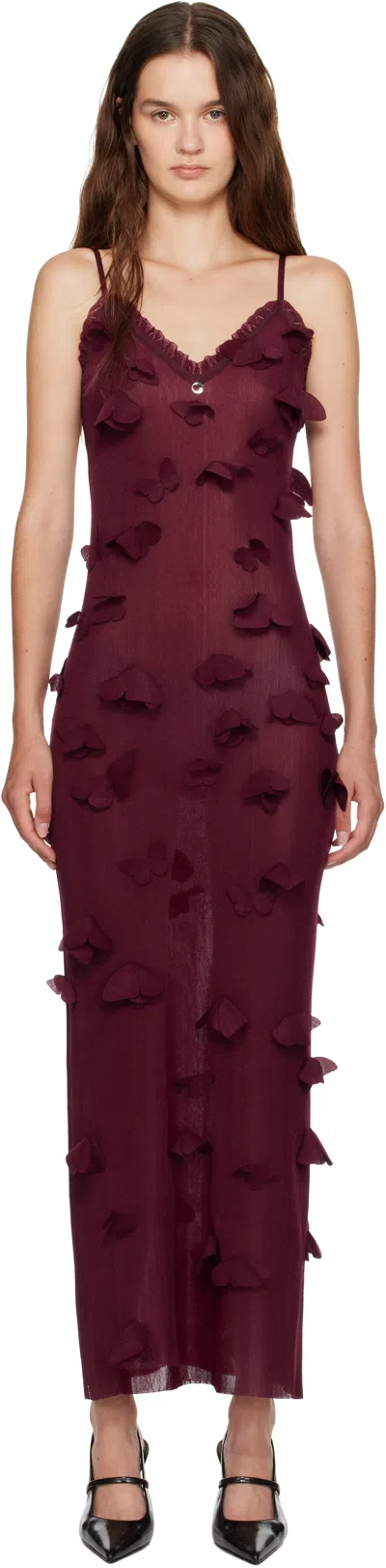 Coperni Burgundy Butterflies Techno Midi Dress In Red