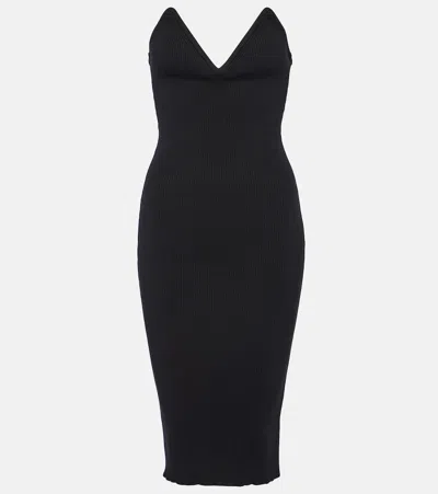 Coperni Knit Sweetheart Bustier Midi Dress In Black