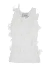 Coperni 'butterfly' White Sleeveless Top With Logo Detail On The Front And Ruches