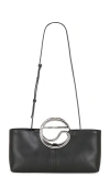 Coperni Rectangular Black Leather Clutch With Metal Logo Handle In Black