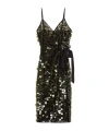 Coperni C-logo Sequin Wrap Slip Dress In Black