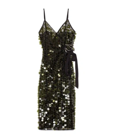 Coperni C-logo Sequin Wrap Slip Dress In Black
