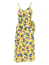 Coperni Floral Print Wrap Dress With Tie Waist In Yellow