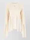 Coperni Cable Knit Sweater With Slit And Ribbed Cuffs In Neutrals