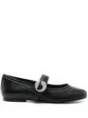 Coperni Black Ballerinas With Metallic Logo And Strap In Black