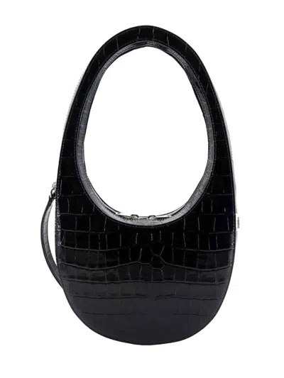 Coperni Calf Leather Crocl Crossbody Swipe Bag In Black