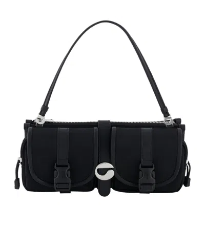 Coperni Cargo Logo-buckle Shoulder Bag In Black