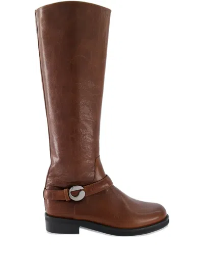 Coperni Cavalier Buckle-strap Knee-high Boots In Brown