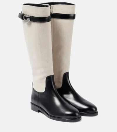 Coperni Cavalier Leather Knee-high Boots In Beige-black