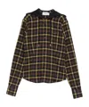 Coperni Plaid Brown Shirt With Hood And Button-down Detail In Brown