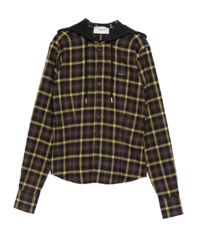 COPERNI COPERNI CHECK PATTERNED DRAWSTRING HOODED SHIRT