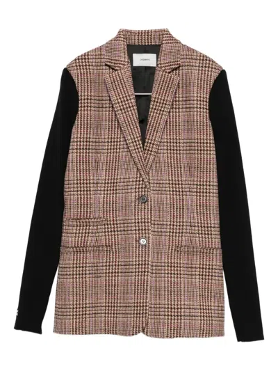 Coperni Check-panel Jacket In Brown