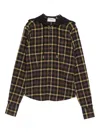 Coperni Plaid Brown Shirt With Hood And Button-down Detail In Brown