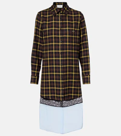 Coperni Checked Shirt Dress In Brown