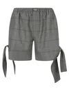 Coperni Knotted Checked Shorts In Grey