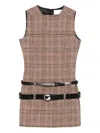 Coperni Multibelt Sleeveless Sheath Dress In Brown